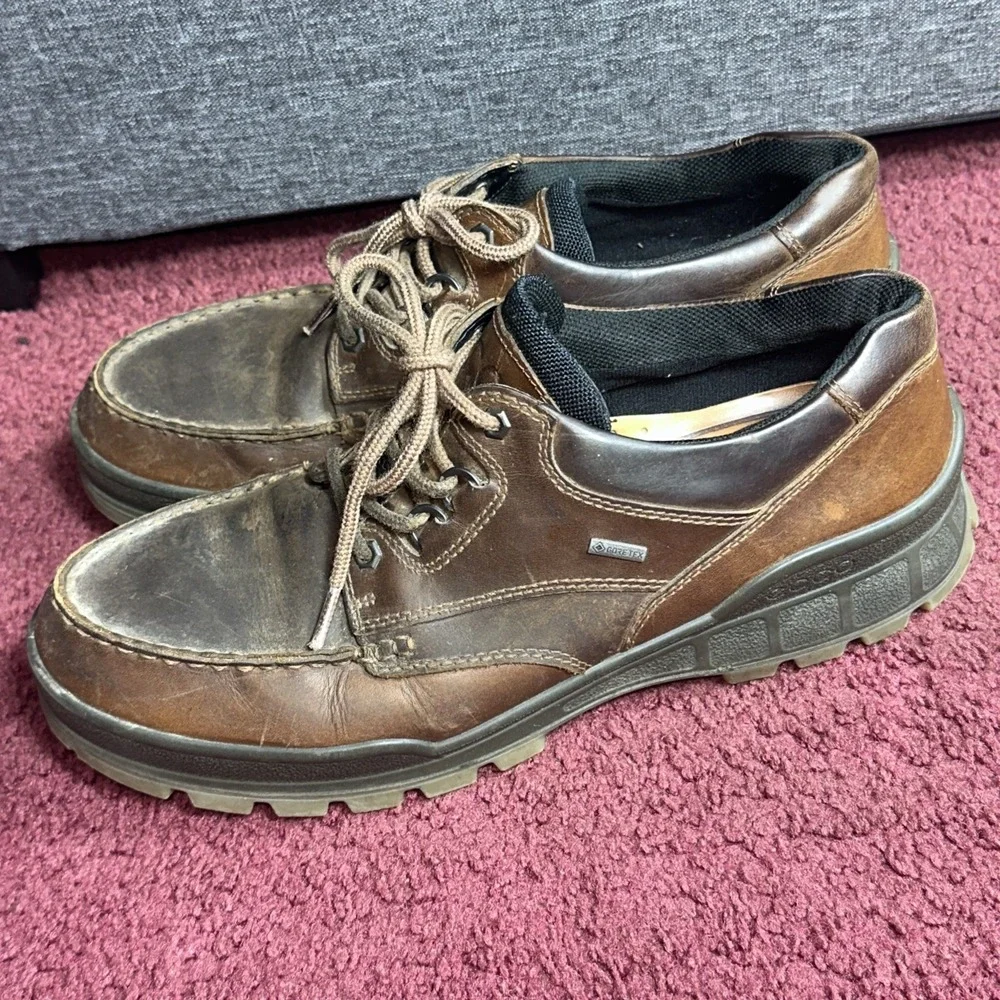 ECCO Track II Low Oxford Men 47 Brown Leather GORE-TEX Waterproof Hiking Shoes